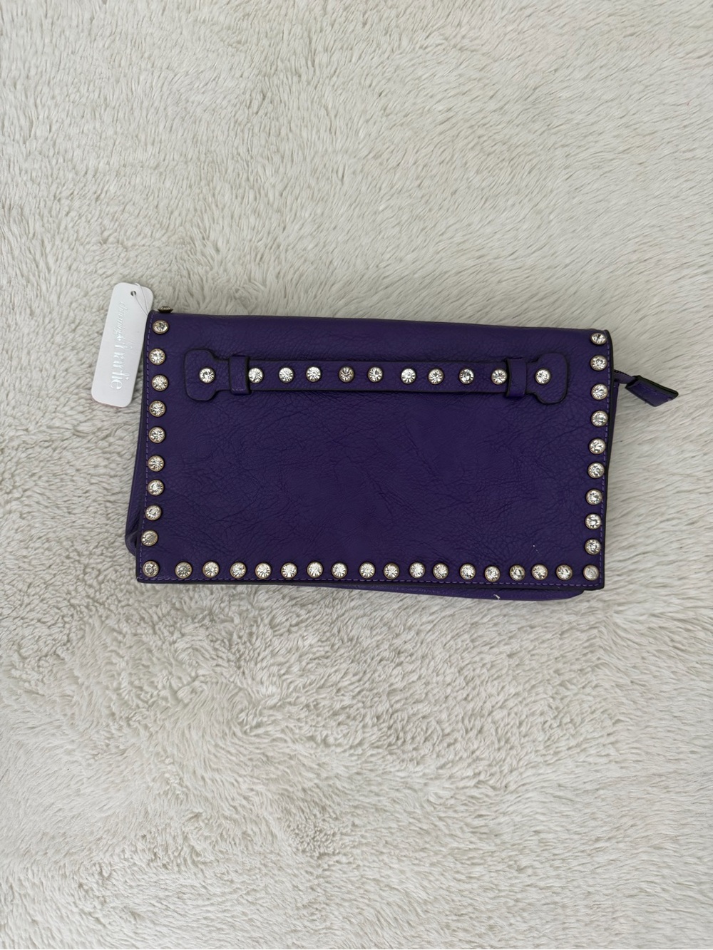 Charming Charlie Purple Studded Wristlet Clutch with Silver Accents
